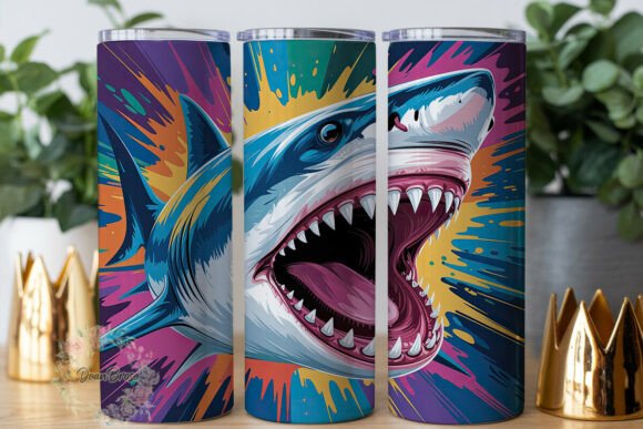 Abstract Shark Paint Splash Tumbler Graphics & Wraps