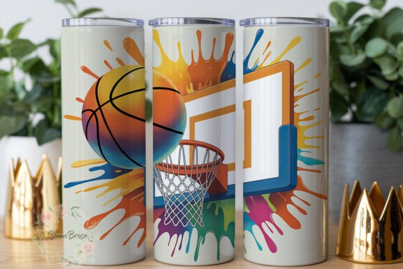 Basketball Paint Splash Tumbler Wraps Graphics
