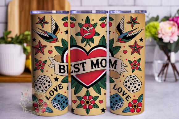 Best Mom Tattoo Art 20oz Tumbler Wrap: Tumbler Wraps & Graphics