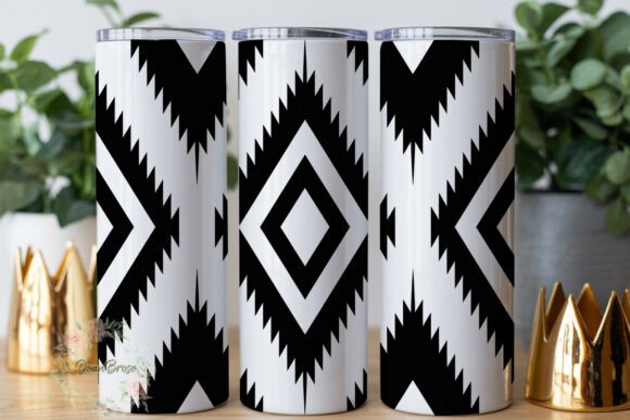 Black White Aztec Geometric Tumbler Wraps Graphics