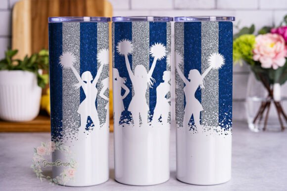 Blue Silver Cheer Glitter Tumbler Wraps Graphics Review