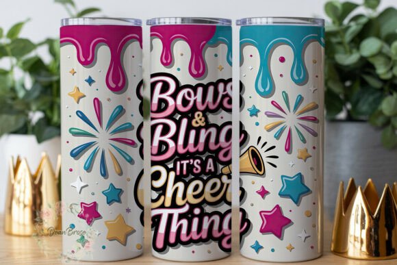 Bows Bling Cheer: Tumbler Wrap Graphics
