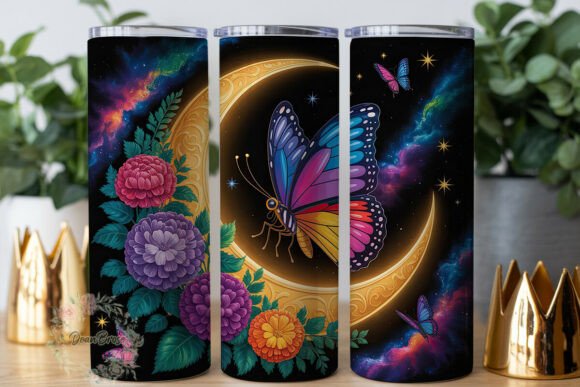 Butterfly Moon Floral Tumbler Wraps: Brand Graphics