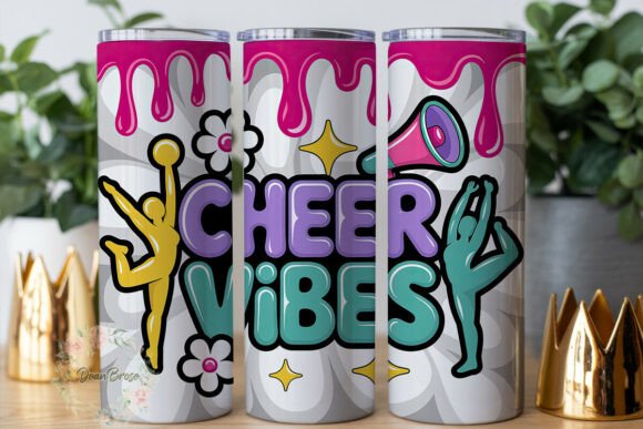 Cheer Vibes Dripping Glossy Tumbler Wraps Graphics