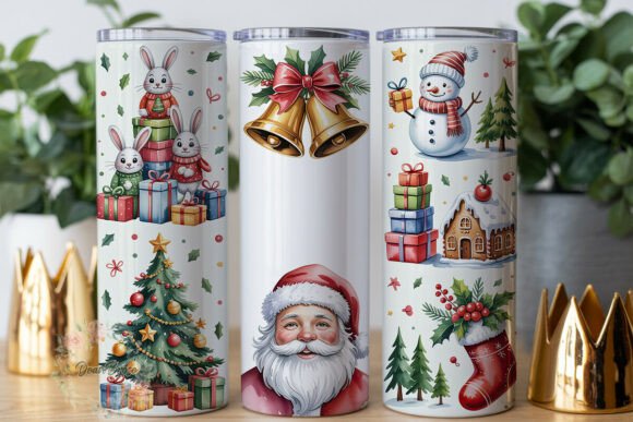 Christmas Holiday Vignettes Tumbler Wraps Graphics