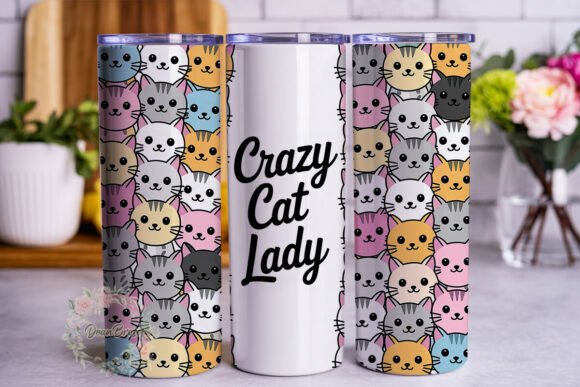 Crazy Cat Lady Cats Graphics for Tumbler Wraps