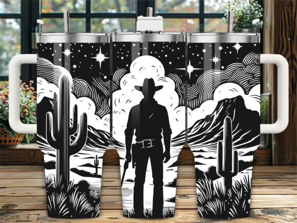 Desert Cactus Cowboy 40oz Laser Tumbler