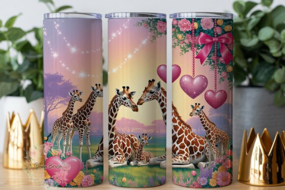 Dreamy Giraffe Love Tumbler Wraps & Graphics