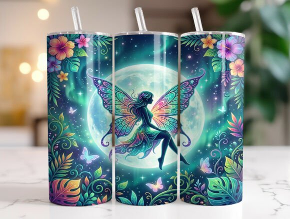 Fantasy Fairy Moon Night Tumbler Wraps Graphics
