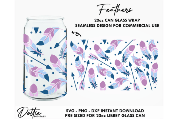 Feathers 20oz Glass Can Wrap SVG: Graphics & Tumbler Wraps Review