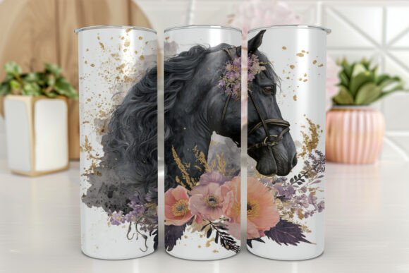 Floral Horse Tumbler: Elegant Western Graphics & Wraps