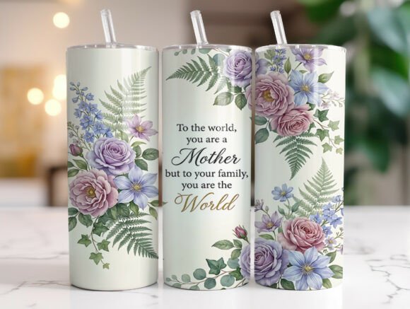Floral Mother Quote Roses Fern Graphics Tumbler Wraps