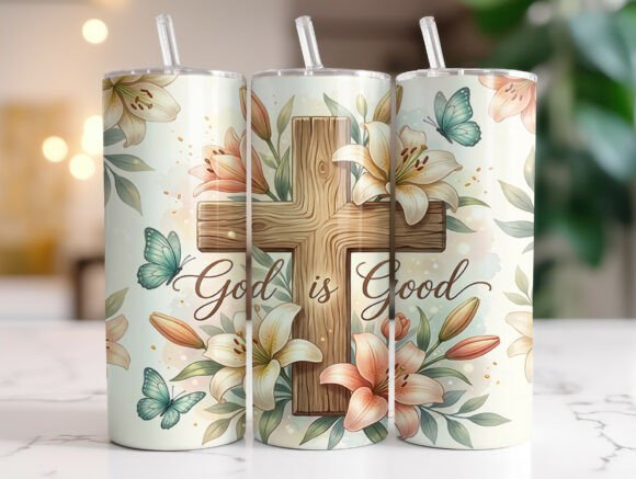 God is Good Cross Lily Tumbler Wrap Graphics Review