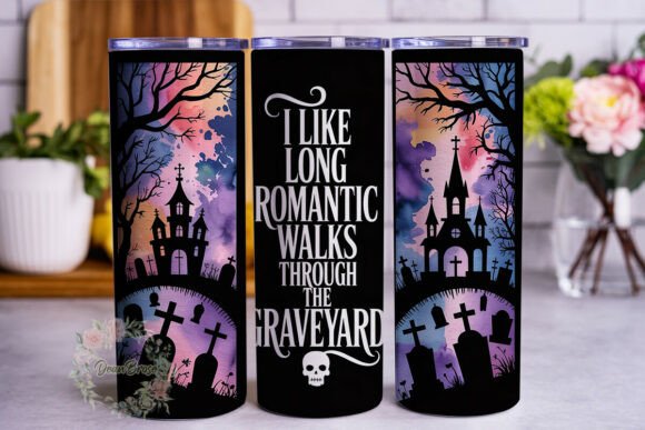 Gothic Graveyard Walk 20oz Tumbler Wrap Graphics