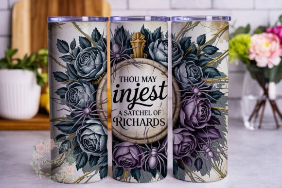 Gothic Purple Roses Spider Tumbler Graphics Wraps