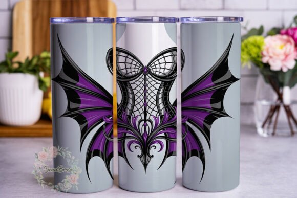 Gothic Purple Wings 20oz Tumbler Wrap: Graphics & Tumbler Wraps