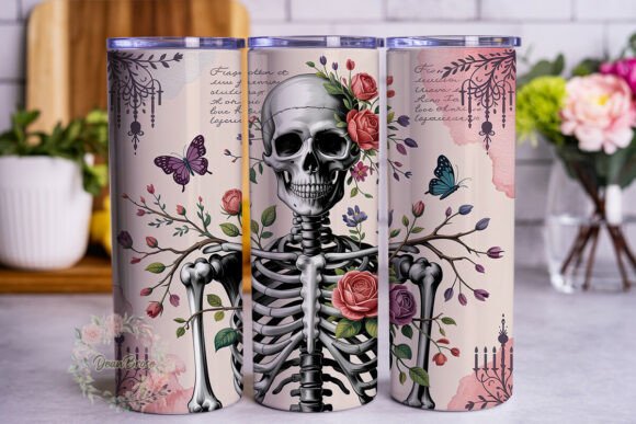 Gothic Skeleton Rose: Tumbler Wraps & Graphics