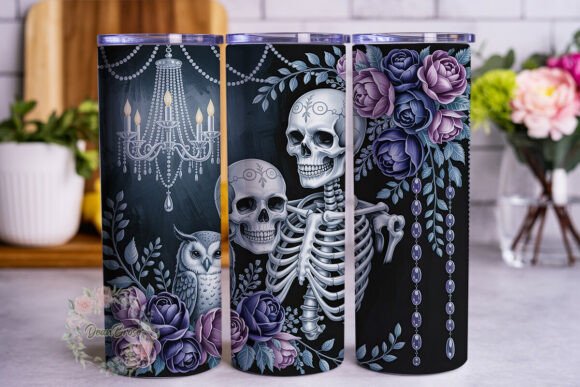 Gothic Skull Owl Rose Tumbler Wraps Graphics Review