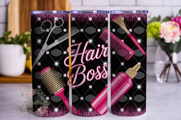Hair Boss Glam Pink Glitter: Tumbler Wraps & Graphics