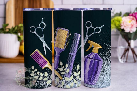 Hair Stylist Glitter Tumbler Wraps Graphics