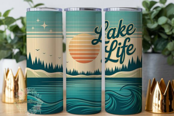 Lake Life Retro Landscape Graphics & Tumbler Wraps