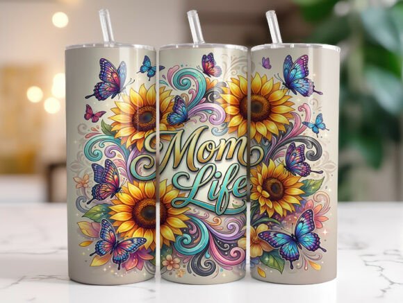 Mom Life Sunflower Floral Tumbler Wrap: Graphics & Wraps