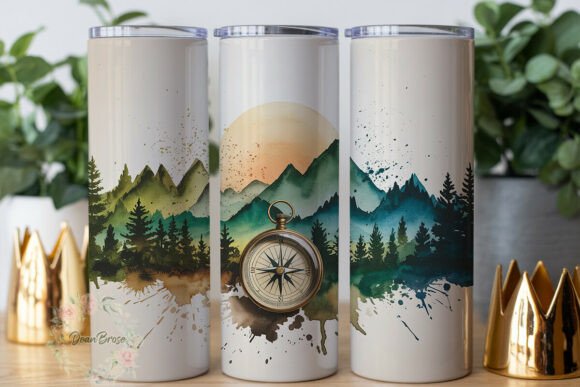 Nature Mountain Compass 20oz Tumbler Graphics for Tumbler Wraps