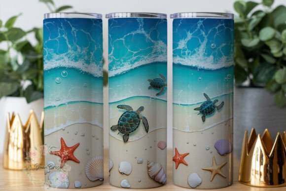 Ocean Sea Turtle Beach Tumbler Wrap Graphics Review