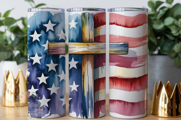 Patriotic Cross Watercolor Tumbler Wrap Graphics Review