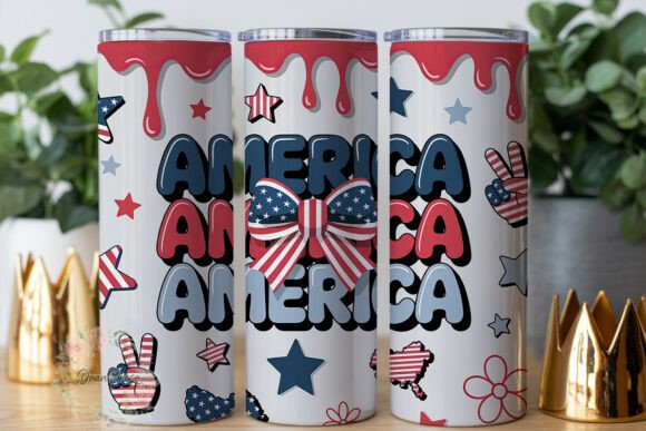 Patriotic USA Drip Tumbler Wrap Graphics & Tumbler Wraps