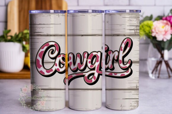 Pink Cowgirl Wood Grain 20oz Tumbler Wrap Graphics for Sellers