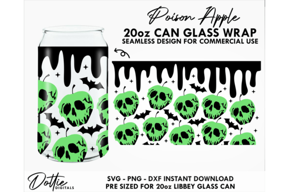 Poison Apple 20oz Glass Can Wrap SVG Tumbler Wraps Graphics