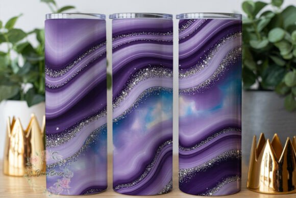 Purple Blue Glitter Swirl Graphics for Tumbler Wraps