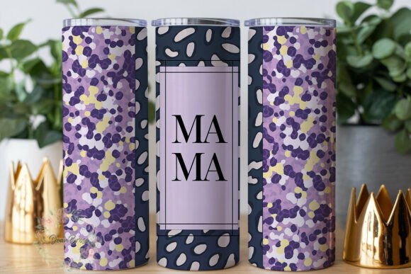 Purple Glitter Leopard Mama Tumbler Wraps Graphics