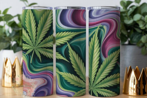 Purple Pink Weed Leaf Graphics for Tumbler Wraps