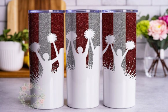 Red Silver Glitter Cheer Tumbler Wrap: Graphics & Tumbler Wraps Review