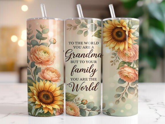 Review: Grandma Sunflower Floral Tumbler Wrap Graphics