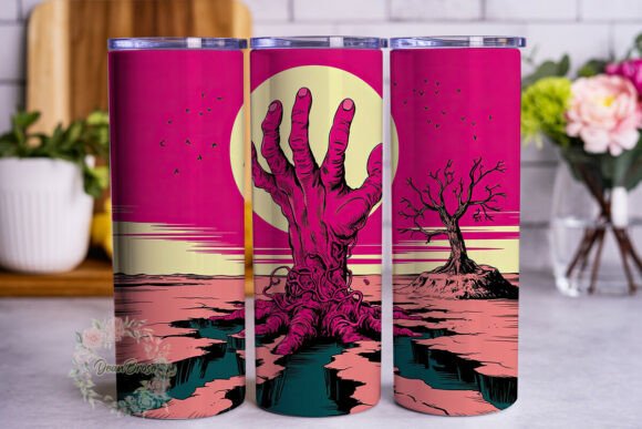 Spooky Zombie Hand Moon Tumbler Wrap Graphics