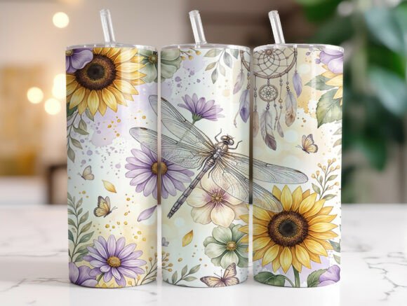 Sunflower Dragonflies Tumbler Wrap Graphics Review