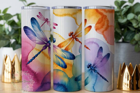 Watercolor Dragonflies Graphics for Tumbler Wraps