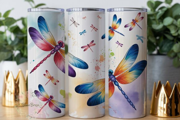 Watercolor Dragonfly Garden 20oz Tumbler: Graphics & Wraps